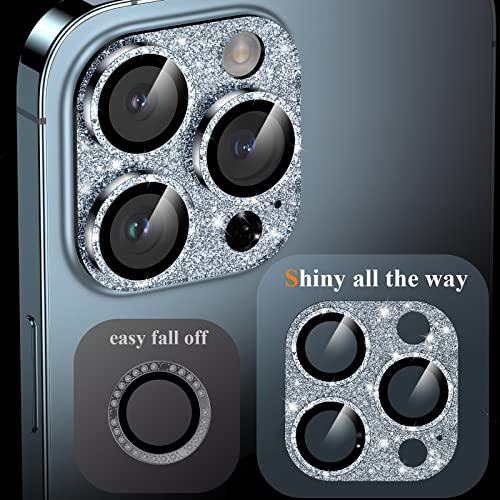 Image of YWXTW for iPhone 13 Pro /iPhone 13 Pro Max Camera Lens Protector, [4TH Gen New Bling Design] Glitter Shiny Diamond Metal Ring Tempered Glass Back Camera Screen Protector Lens Cover