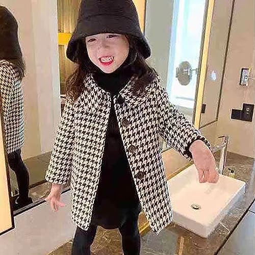 Warm Coat 2024 New Toddler Autumn Winter Girls Lapel Long Sleeve Checkered Buttoned Coat Temperament Coat Jacket2
