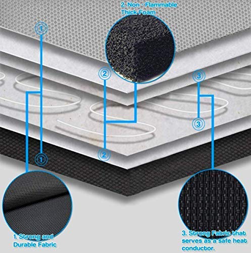 image for 2pc. Black Heated Car Seat Cushion with 1 Integrated Plug Adjustable T