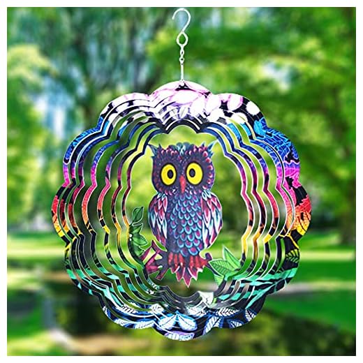 UPHIGHER Wind Spinner Yard Art Garden Decor Owl Wind Spinners Outdoor Metal 3D Kinetic Sculptures Stainless Steel Wind Spinners Outdoor Indoor Clearance Ornaments Gifts Unique Spinners for Yard (Owl)