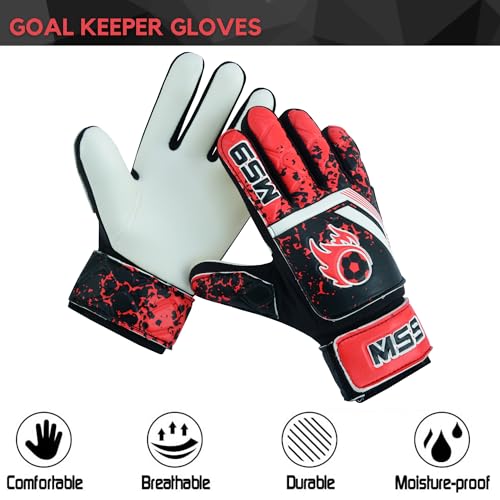 MS9 Kids Boys Children's Junior Football Goalkeeper Sports Soccer Goalie Gloves, Red, Size 6 - Age 13 to 15 Years - Image 4