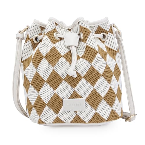 Image of Caprese Checker Sling Bag for Women (Medium, Cream)