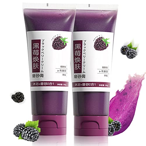 2PCS*200g Juniperberry Byecellu Body Scrub - Exfoliating Body Scrub, Organic Blackberry Body Scrub Bath Scrub 2 in 1-Rejuvenating Skin Silky Effect