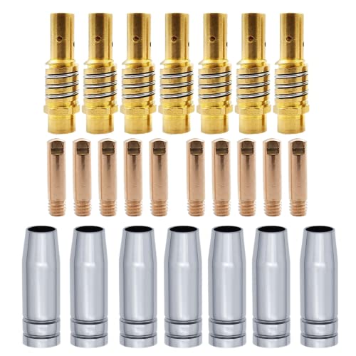Tosense 24PCS 15AK Nozzles Contact Tips Holders MAG/MIG Welder Consumables Kit Welding Tools Accessories Fit for MB15 15AK Welding Machine Torch Gun (0.8MM)