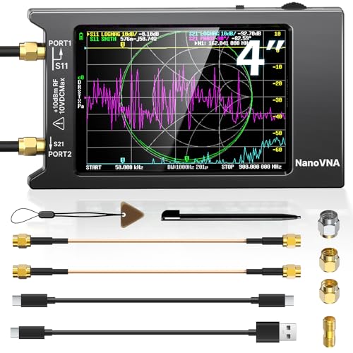 Image of AURSINC Upgraded NanoVNA H4 Vector Network Analyzer, V4.4 9kHz-1.5GHz Antenna Analyzer, 4 inch Touch Screen, Measuring S-Parameter SWR Smith Chart TDR, Portable RF Tester for Ham Radio, Engineers