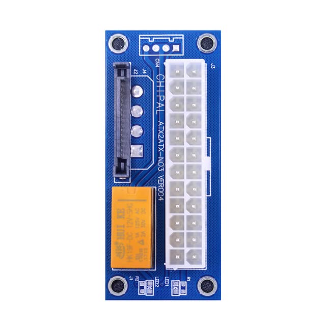 Computer Accessories - Dual PSU Adapters ATX 24Pin to 4Pin Power Sync Starter Card Extension Cable Converter ADD2PSU Riser Adapters Extender (Blue to 24Pin)