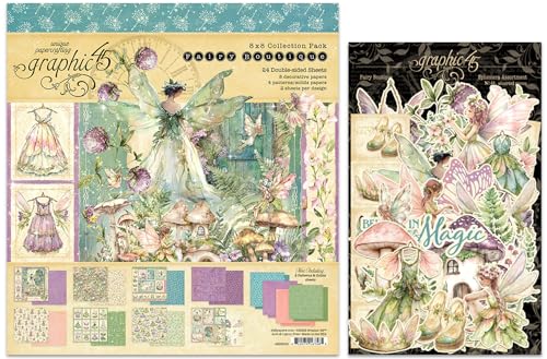Graphic 45 Fairy Boutique Decorative Papers - 8x8 Paper Pack and Ephemera Die-Cuts