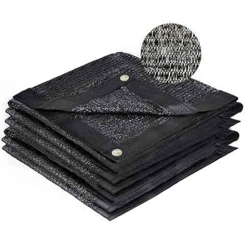 SUNNY GUARD 70% Shade Cloth, 6x8ft Mesh Tarp with Grommets, Shade Tarp for Garden, Plant, Canopy，Patio, Blackhouse, Pergola,Black Cover