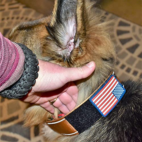 2" Personalized Tactical Dog Collar - Wide Thick Military Style With Strong Belt Buckle Closure - American Flag Patch - Reflective - Med And Xl Sizes For Large And Giant Dogs #TOP5
