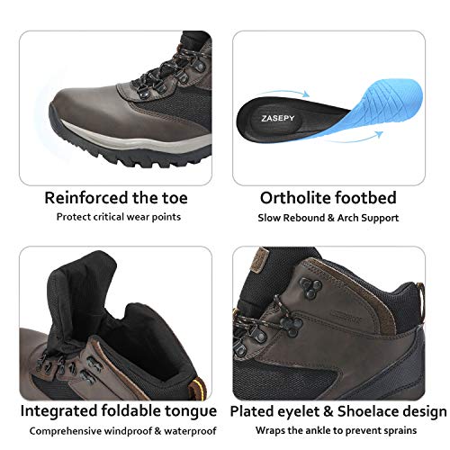 image for ZASEPY Men's Waterproof Hiking Boots Lightweight Non-Slip Outdoor Shoe