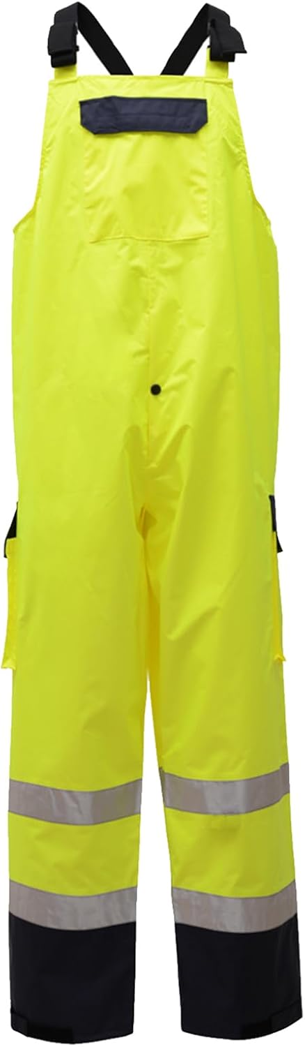 GSS High Visibility Reflective Rain Pants for Men, Hi Vis Safety Reflective Pants Men Waterproof for Construction Work Lime