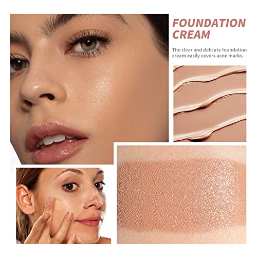 Rosarden Cream Foundation Palette - Full Coverage Foundation With Sponge Powder Puff- Waterproof Long Lasting Makeup Foundation - Matte Finish Lightweight Smooth Foundation Suitable For All Skin Types #TOP2
