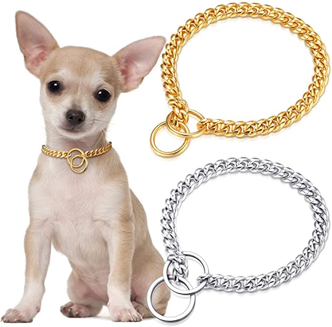 Woofy 2 Pieces Metal Dog Collar Gold and Silver Chain Small Link Dog Training Collar for Medium & Large Dogs (Length 24 Inch) (B09Z9LJ9H1) Amazon Price History, Amazon Price Tracker