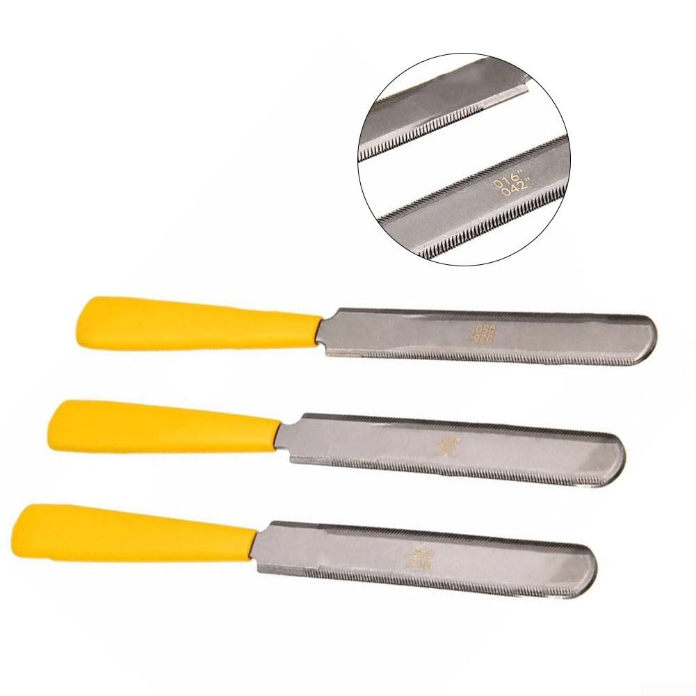 Uitar Lot de 3 limes à sillet de guitare Uitar Luthier Lime Frette Couronnement Outil de réparation Kit Accessoires