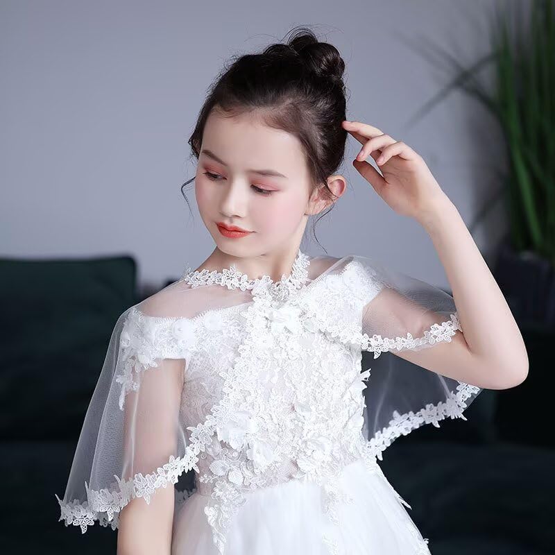 Girls Lace Flower Girl Bolero Shrugs Shawl Wrap Kids Spring Summer Party Dress Cover Up2