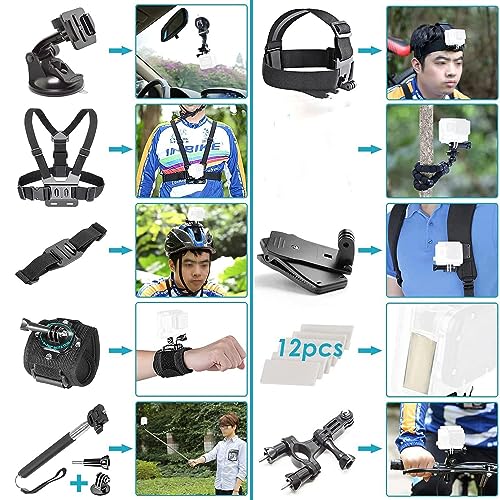 Image of smars GoPro Accessories kit, Compatible with GoPro Hero10 /Hero9 /Hero8 /Hero7, GoPro Max, GoPro Fusion, Insta360, DJI Osmo Action /Action 2, AKASO, APEMAN, Campark, SJCAM