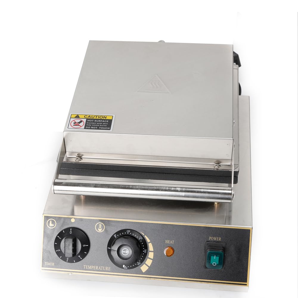 Sarten Gofres, Gofrera para Parrilla, 1750 W, Acero Inoxidable, Antiadherente, Placas en Forma de Corazón, Gofrera Automática con Control de Temperatura, Máquina de Gofres Comerciales, 50 ~ 300 ℃