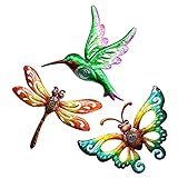 BVLFOOK Hummingbird Butterfly Dragonfly Metal Wall Art Decor, Wall Sculpture Decoration Hanging for