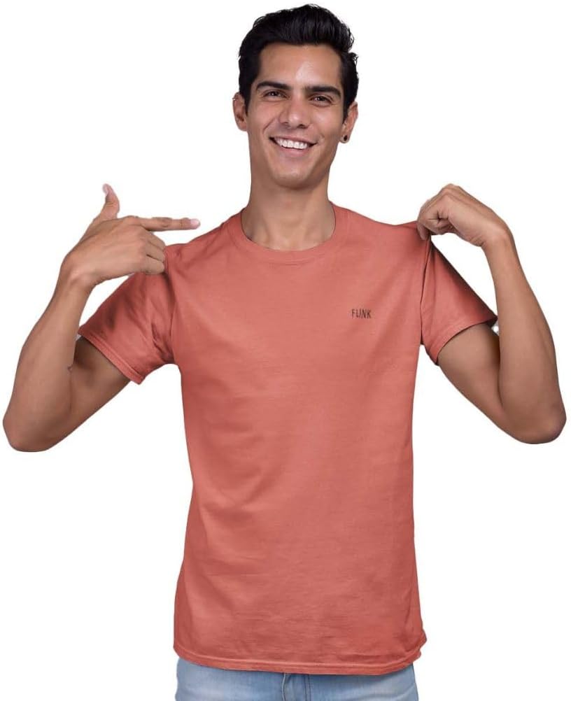 Flink Orange Round Neck Plain Tshirts for Men