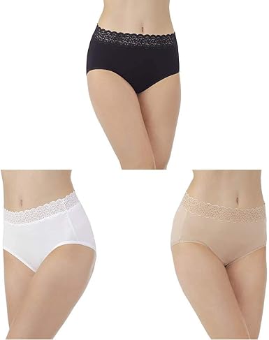 Amazon.com: Vanity Fair Bragas elásticas de algodón con encaje para mujer :  Ropa, Zapatos y Joyería