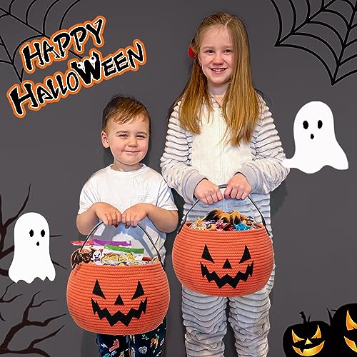 Image of Goodpick Pumpkin Basket for Halloween, Trick or Treat Bucket, Orange