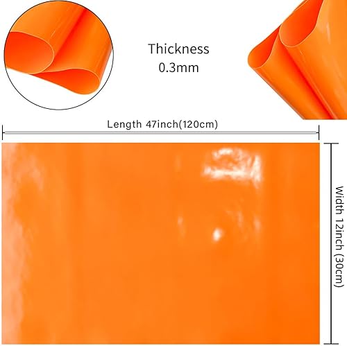 Miniatura 3 de ZLIFA - Hojas de cuero de vinilo de gelatina transparente de color naranja, rollo de tela de PVC suave con espejo impermeable, 12 x 47 pulgadas para