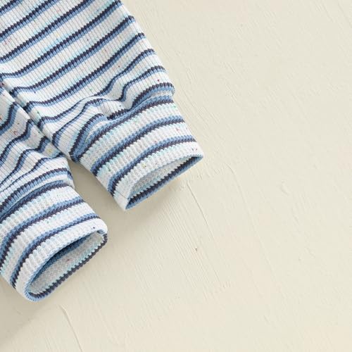 VISGOGO Baby Boy Clothes Toddler Fall Winter Outfit Sweater Toddler Boy Striped Clothes 6 12 18 Months 2 3T 4T Pant Set3
