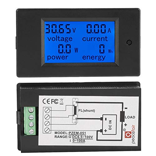DC 6.5-100V 0-100A Multímetro Digital de Tensão de Corrente Medidor de Energia de Voltímetro LCD Vol
