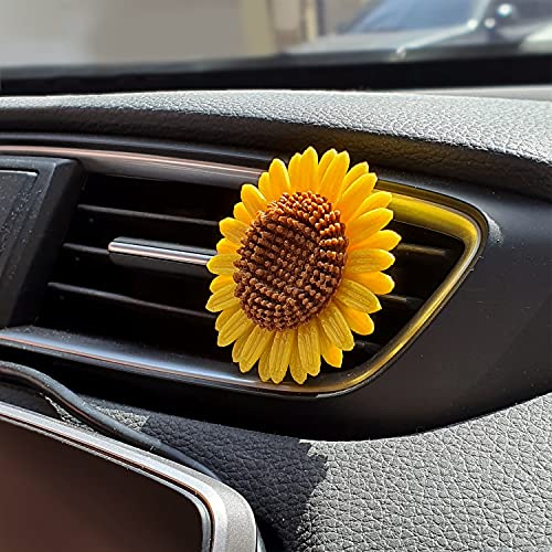 3D Om Air Freshener Sunflower For Car Or Indoor, Realistic Stylish Detailed 3D Printing Plastic (Eco Pla), Magnet And Clip - Attach To Various Objects (Car, Air-Cleaner, Fridge, Microwave, Shelf) – Solution Is Not Included #TOP1