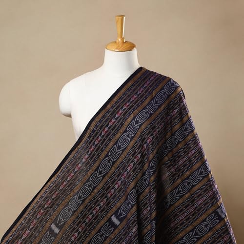 Image of Premium Sambalpuri Ikat Weave Pure Handloom Cotton Shirt Fabric - Authentic Odisha Traditional Tie-Dye Craft, Soft & Breathable Natural Cotton Material for Custom Tailoring, Casual & Formal Wear