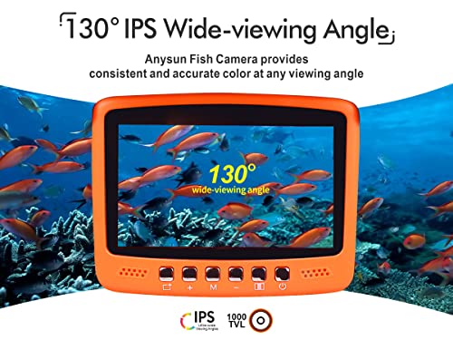 Anysun Underwater Fishing Camera Portable Fish Finder With 4.3 Inch Ips Monitor Hd 1000 Tvl Waterproof Ice Fishing Camera With 15M Cable And Infrared Led For Ice Fishing Lake Boat Kayak (7Hbs) #TOP1