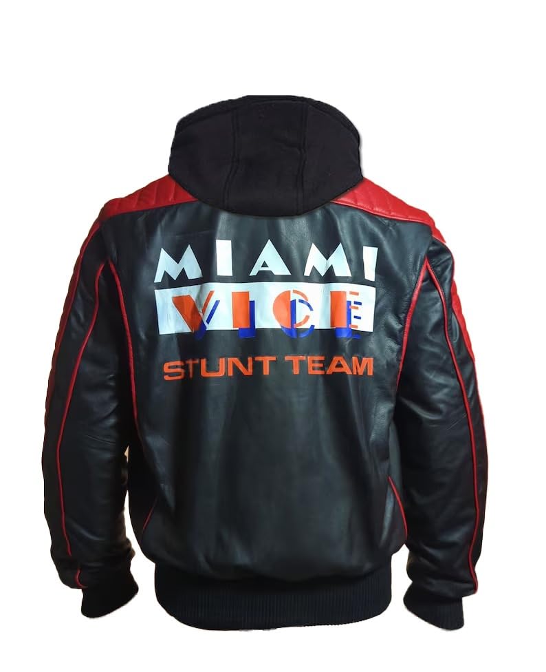 Miami The Fall Ryan Gosling Guy 2024 Vice Stunt Team Bomber Leather Jacket - Detachable Hood2