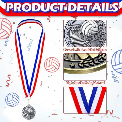 Image of Remuuly 60 Pcs Gold Award Medals 2 Inch Soccer Baseball Volleyball Football Cheer Trophy Medals Metal Awards Bulk with Neck Ribbons Trophy Prize Gifts for Sports Competitions