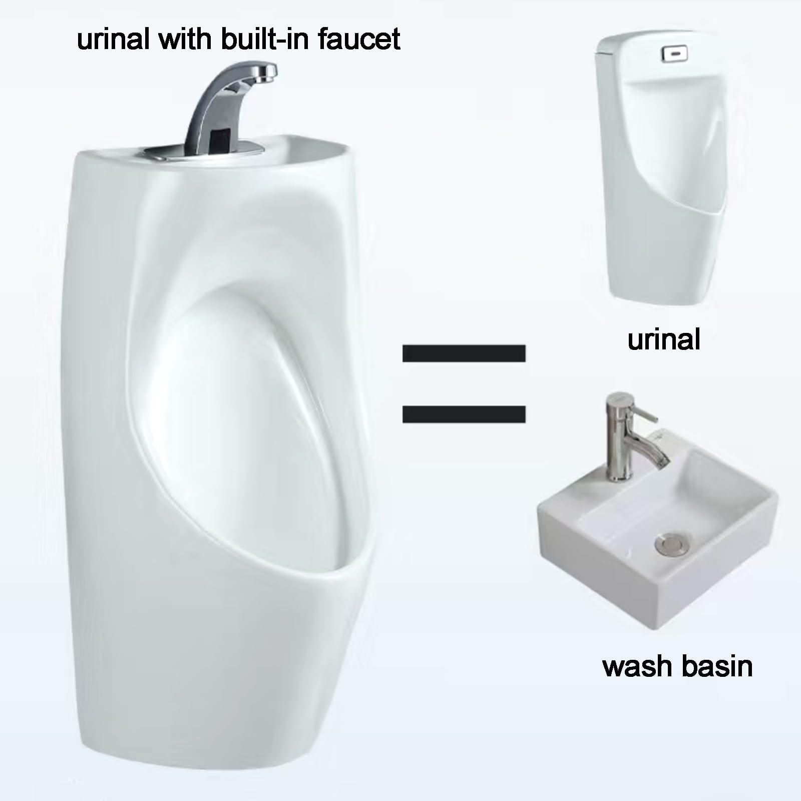 Orinal blanco montado en la pared para hombre con sensor de descarga fuerte de 72 cm de altura, ideal para el hogar y baños públicos, diseño eficiente de ahorro de agua