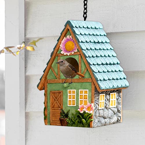 Hanging Bird House, Resin Birdhouse For Outdoor Patio Garden Decorative,Balcony Garden Country Bird House For Small Bird Finches, Robin,Swallows, Hummingbird, Sparrows #TOP2