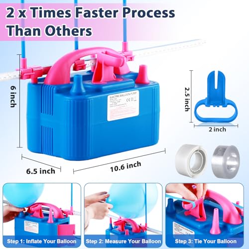 Inflador eléctrico de globos Party Zealot con boquillas duales y medidor para globos, enchufe estándar US, ideal para decoración de fiestas miniatura 2
