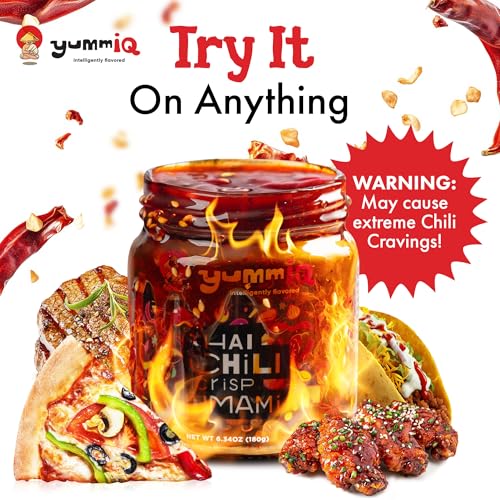 Image of Thai Chili Crisp Umami Sauce - Crunchy Spicy Garlic with Fresh Peppers - Vegan, No MSG or Preservatives Bold Flavor - Hot Oil Condiment for Noodles, Rice, Dumplings, Stir-Fry & More - 180g (6.34oz) Jar