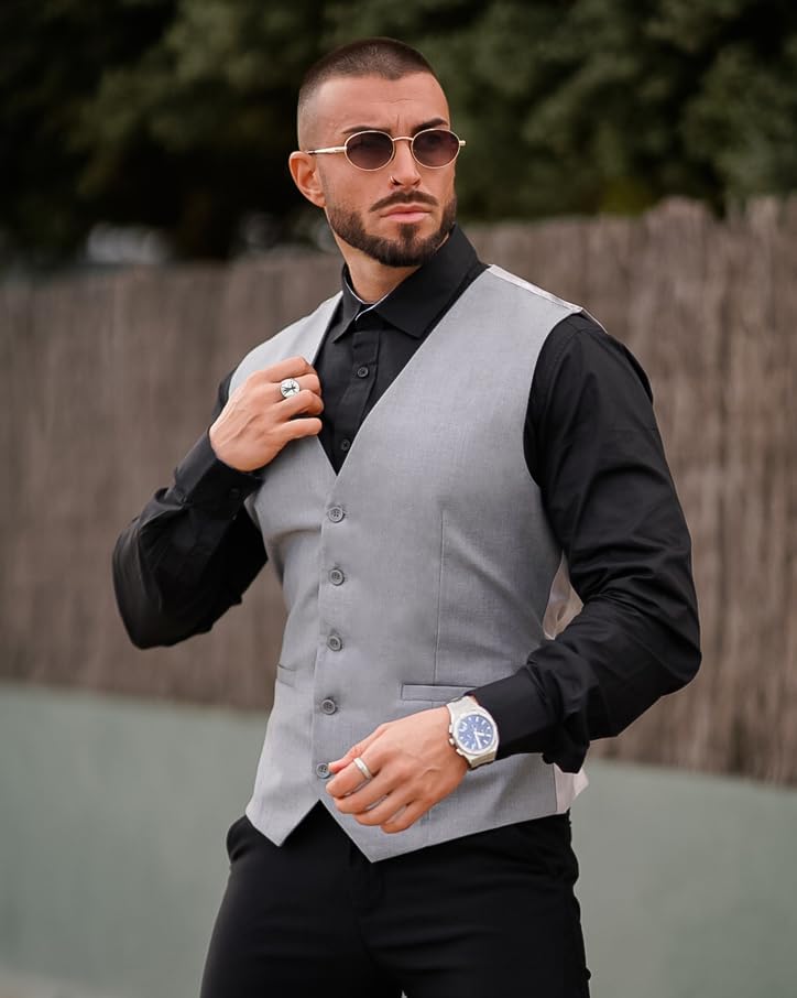 COOFANDY Men's Business Suit Vest Casual Dress Vest Slim Fit Formal Waistcoat - Image 2