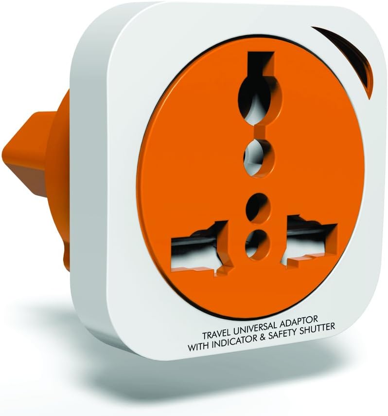 GM Modular 3009-2 Pin Square Universal Travel Adaptor (with Surge Protector and Safety Shutter)