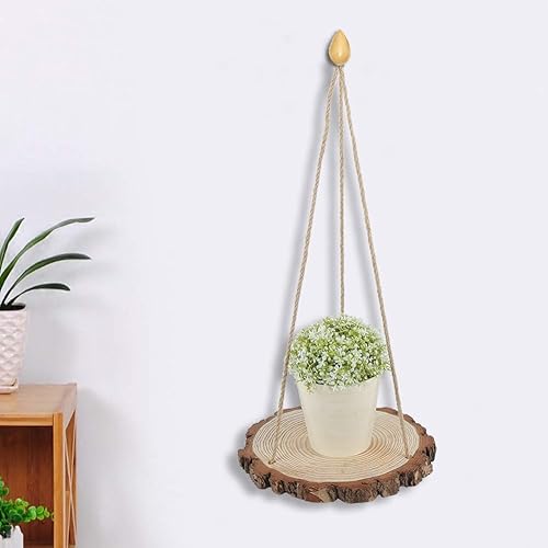 Miniatura 3 de KIWOP Soporte colgante para plantas estante para macetas colgador de cuerda para decoración de pared interior y exterior 94 x 08in