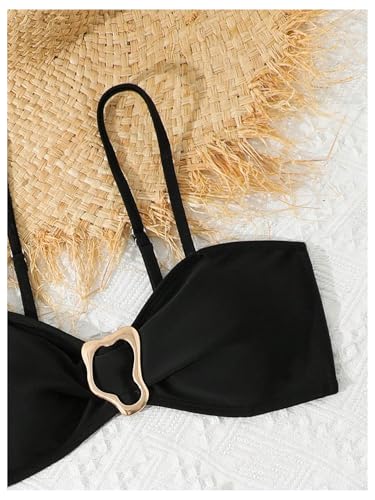 SweatyRocks Girl's 3 Piece Swimsuit High Waist Spaghetti Strap Bathing Suit with Mesh Sarong Wraps4