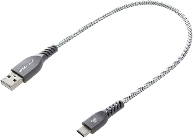 TECHGEAR STRONG High Durability Braided USB C Charging & Data Sync Cable (1ft/30cm) Compatible for Samsung Tab S6 Lite, Tab A7 10.4", T510, Tab A8 10.5", Tab S8 Plus/Ultra, S7 S6 S5e S4 S3, SILVER
