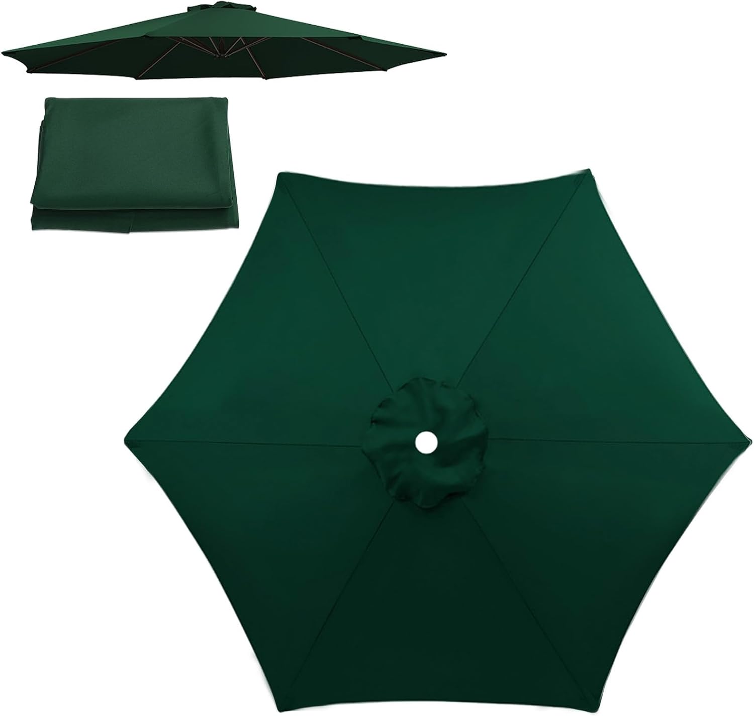 Replacement Canopy for 6-Rib Patio Umbrella, Outdoor Umbrella Top Cover, Durable Waterproof Canopy for 2/2.7/3m Umbrellas, Ideal for Garden & Deck Use