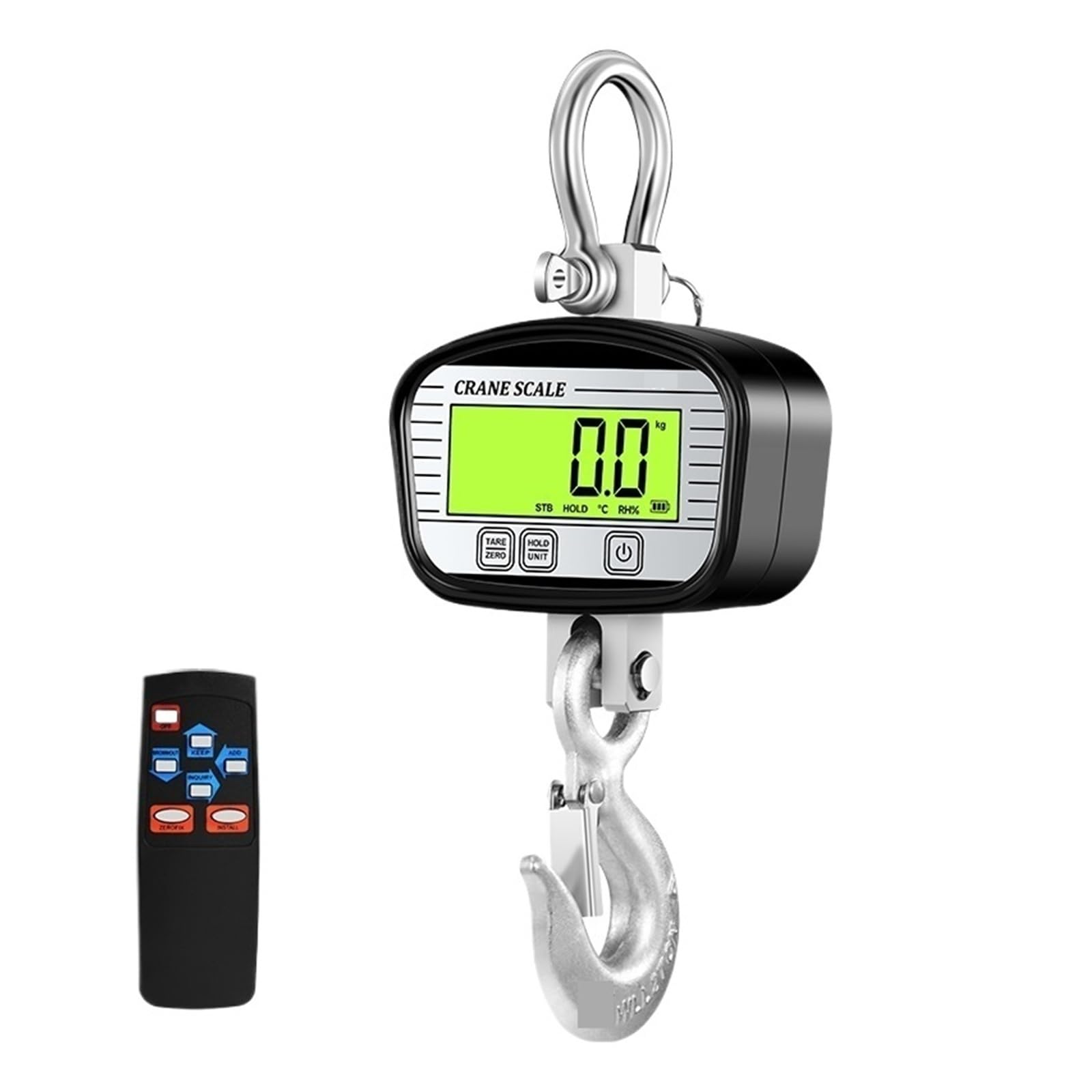 LNHHG 2T Digital Industrial Crane Scale 0.1kg LCD Heavy Duty Hook Crane Scales(Nero)