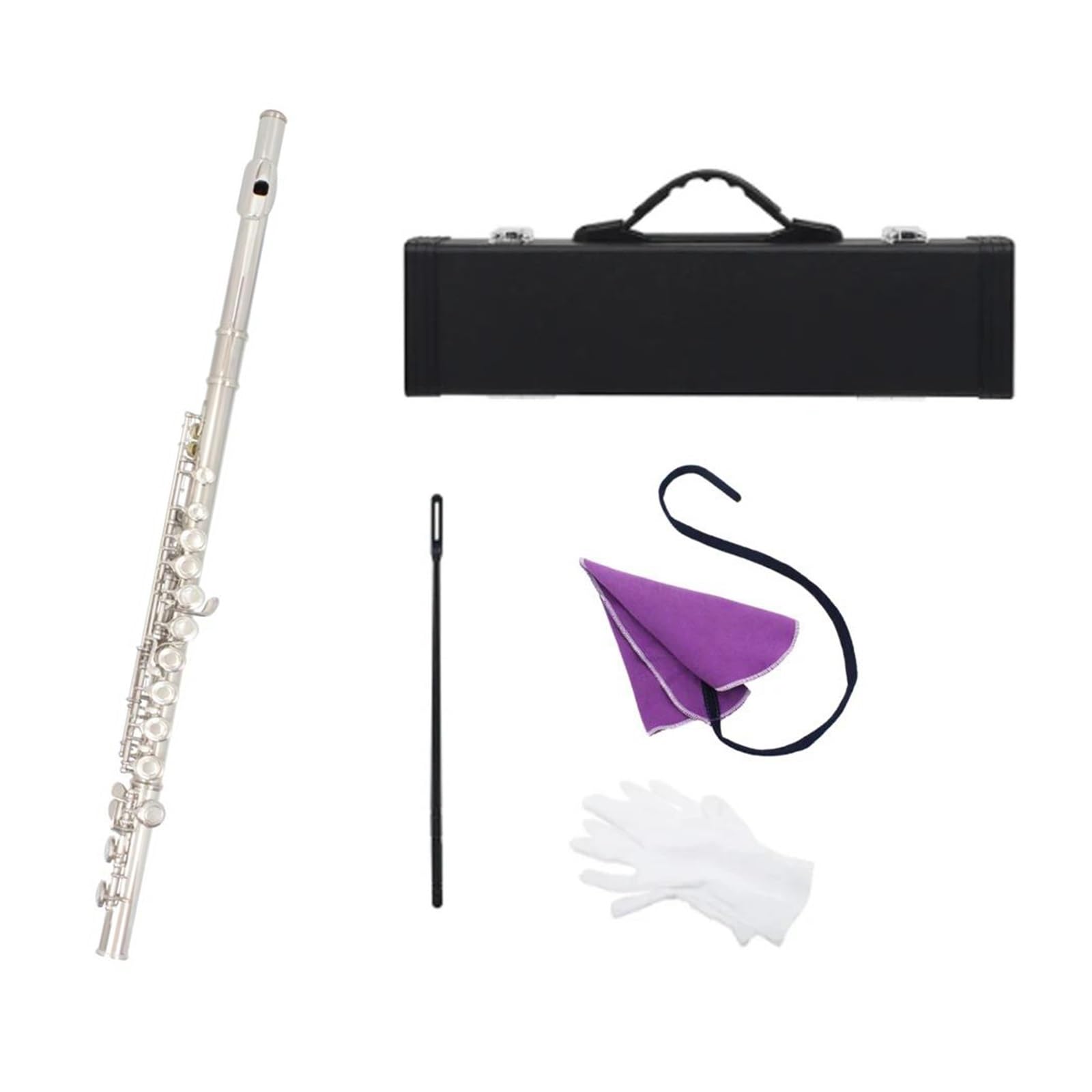 flet prosty 16-otworowy flet C Tone Posrebrzana miedź Flet Instrument Instrument dęty drewniany z akcesoriami do fletu