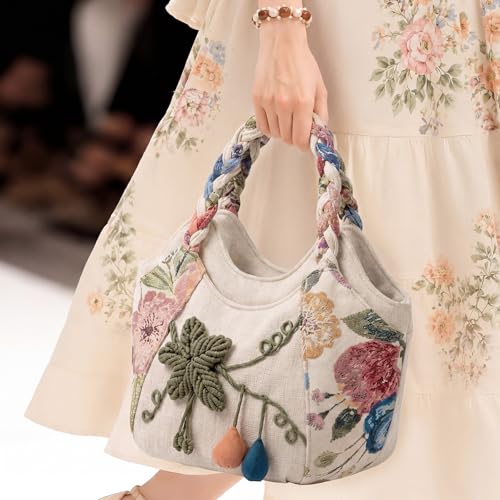 Bolso casual vintage bordado para mujer miniatura 3