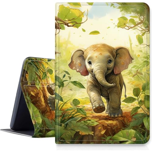 DIGTIALLL Case for Amazon Kindle Fire HD 8 Tablet (8th / 7th / 6th Generation - 2018, 2017 and 2016 Release) PU Leather Smart Protective Cover with Auto Sleep/Wake,Baby Elephant
