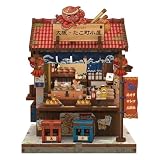 Cutefun Book Nook Japan – DIY Miniaturhaus Bausatz für Erwachsene – 3D-Holzpuzzle als Bücherregal-Dekoration – Winziges Haus Geschenk für Buchliebhaber, Leser und Bastelbegeisterte(Osaka Takoyaki)