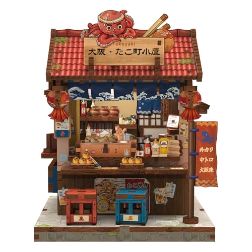 Cutefun Book Nook Japan Kit Maqueta 3D de Madera para DIY - Minicasa para Amantes de Libros (Osaka Takoyaki)