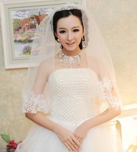 1t 1 Tier Flower Edge Bridal Wedding Veil